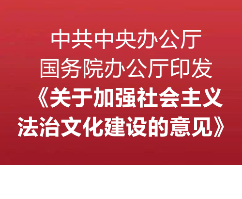 中共中央辦公廳 國務院辦公廳印發《關于加強社會主義法治文化建設的意見》